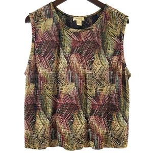 EUC Vintage 1990s PLISSE Pleated All-Over Patterns Tank Top Sleeveless Size 1X